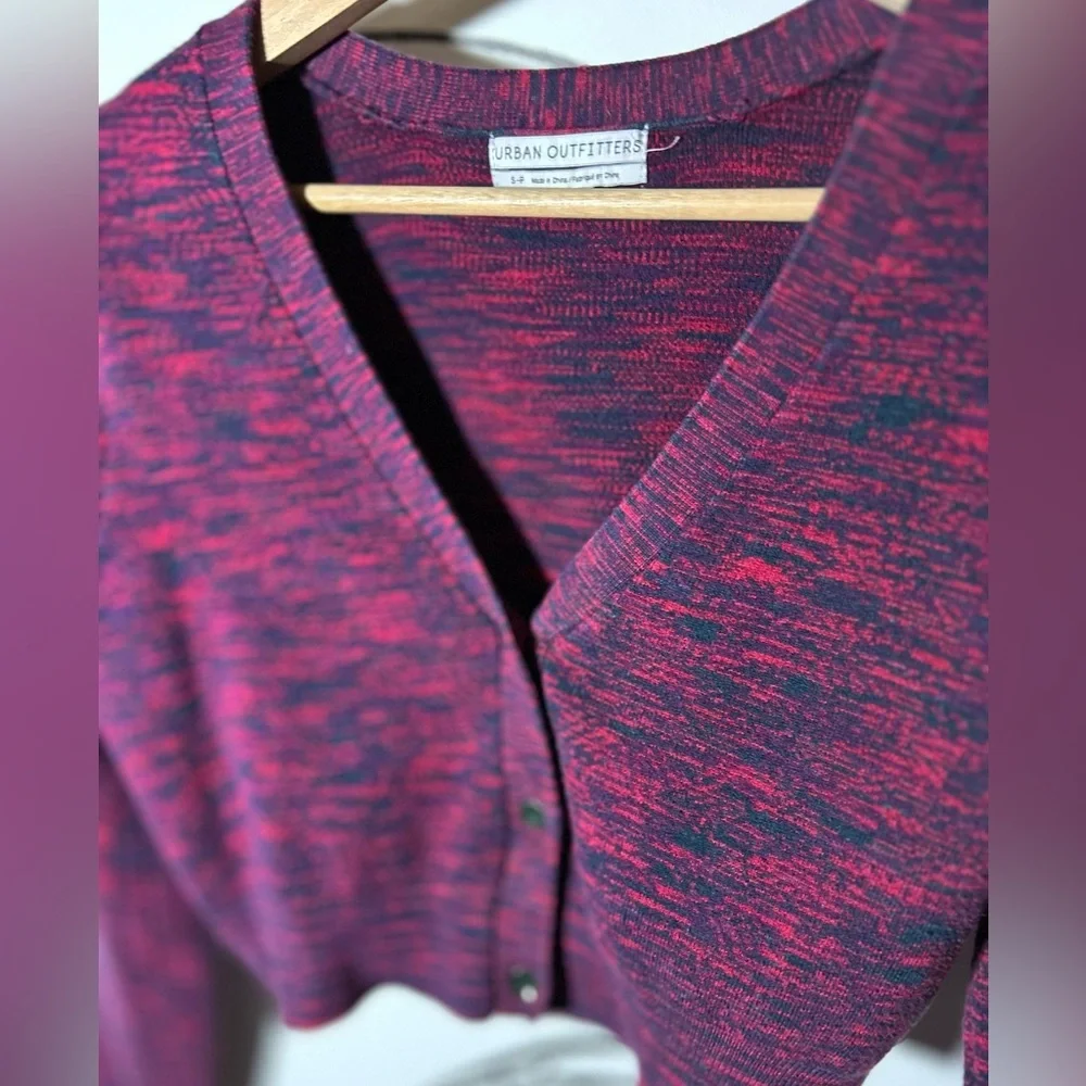 Urban Outfitters Maroon with Blue Cropped Cardigan Sweater, Women’s Small - Picture 2 of 6